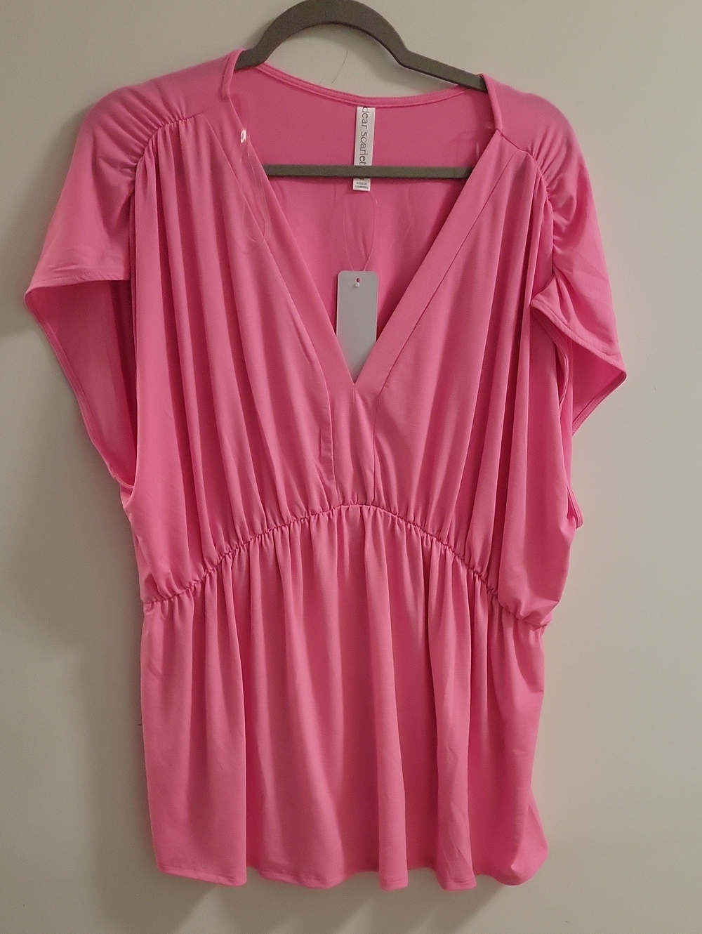 Dear Scarlett Bright Pink V-Neck Babydoll Cap Sleep Top Size 2x - Picture 1 of 5